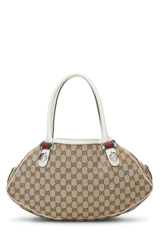 Gucci, sac fourre-tout Matchball Abbey en toile GG blanc d'occasion, grand modèle, blanc