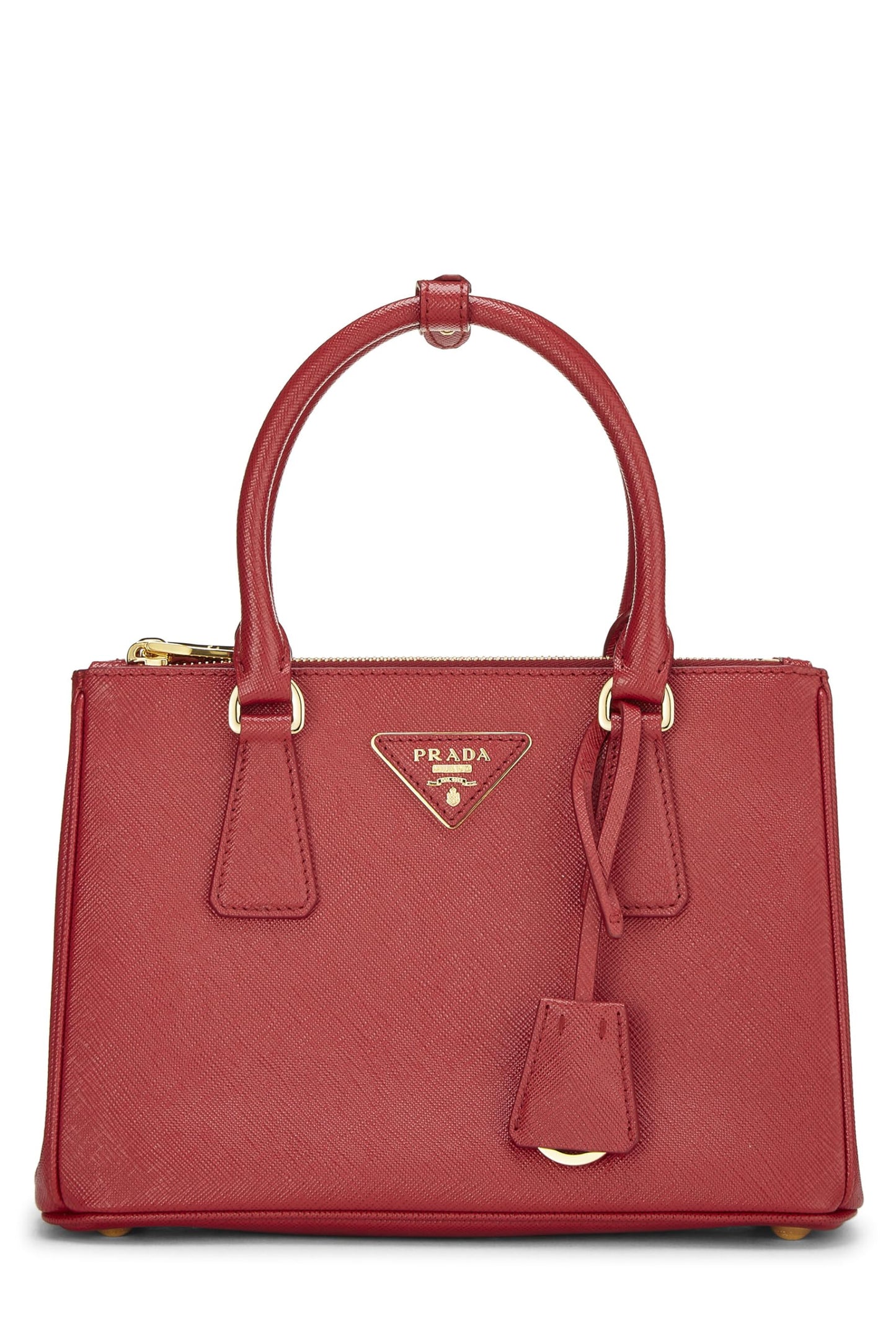 Prada, sac fourre-tout Galleria rouge Saffiano d'occasion, petit modèle, rouge