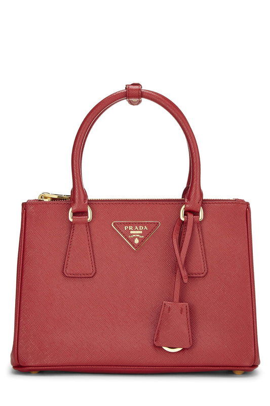 Prada, sac fourre-tout Galleria rouge Saffiano d'occasion, petit modèle, rouge