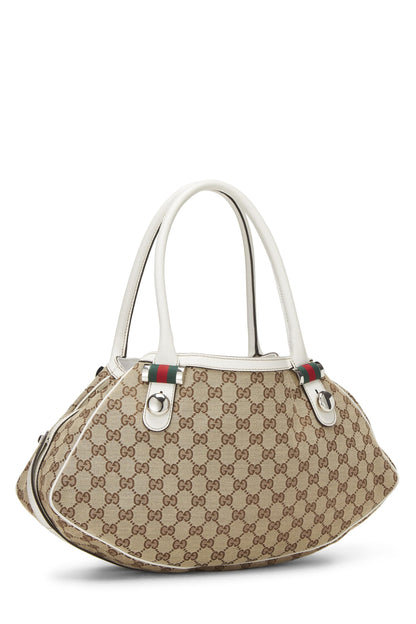 Gucci, sac fourre-tout Matchball Abbey en toile GG blanc d'occasion, grand modèle, blanc