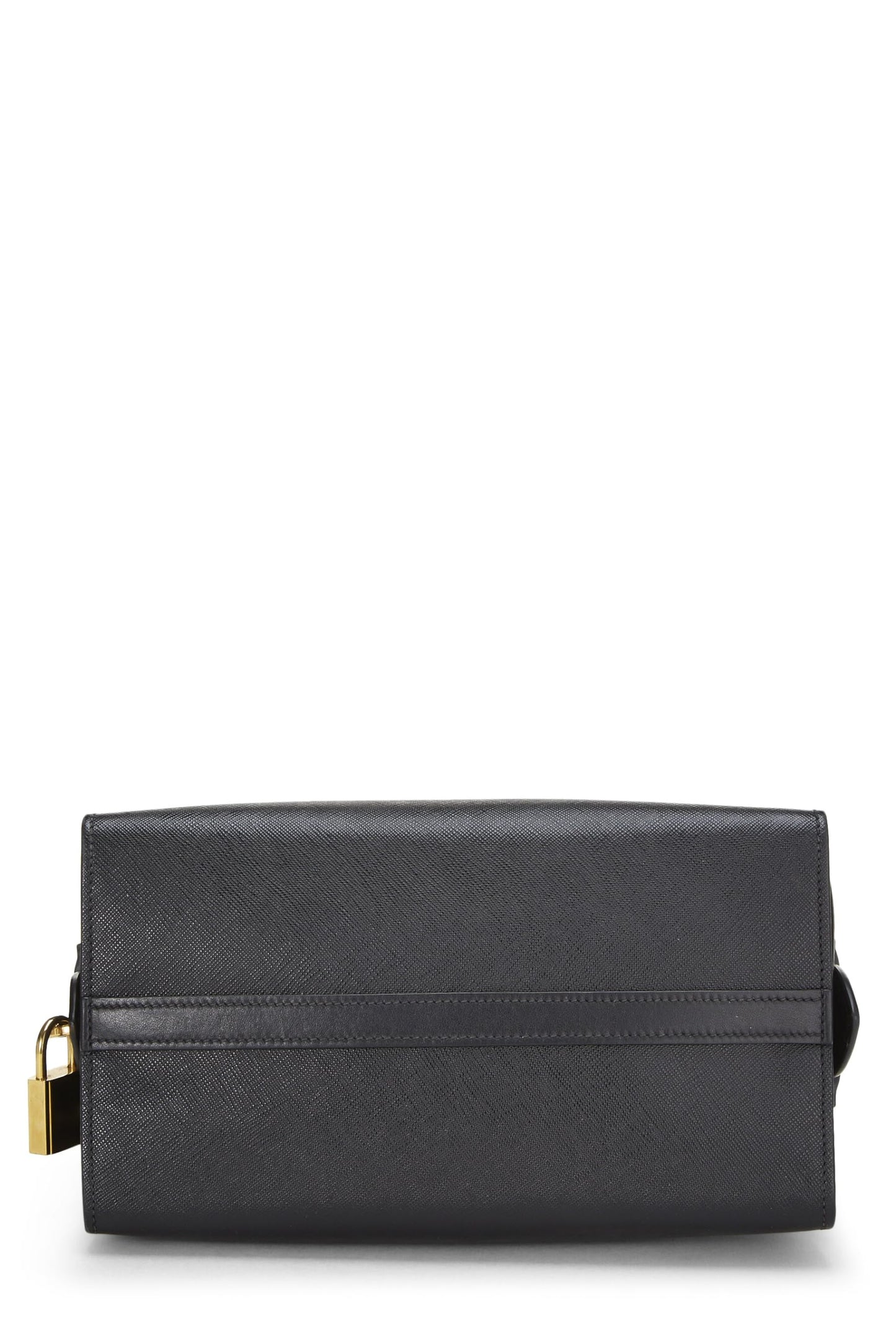 Prada, Pre-Loved Black Saffiano Esplanade Pequeño, Negro