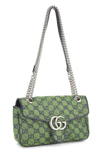 Gucci, sac à bandoulière Marmont en toile GG verte d'occasion, petit modèle, vert