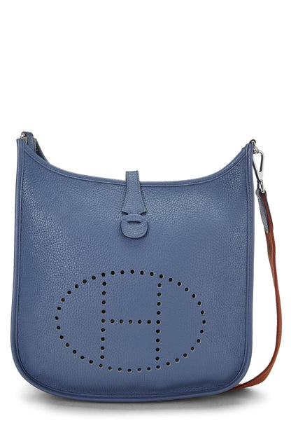 Hermès, Pre-Loved Blue Saphir Clemence Evelyne III Amazone PM, Ágata Azul