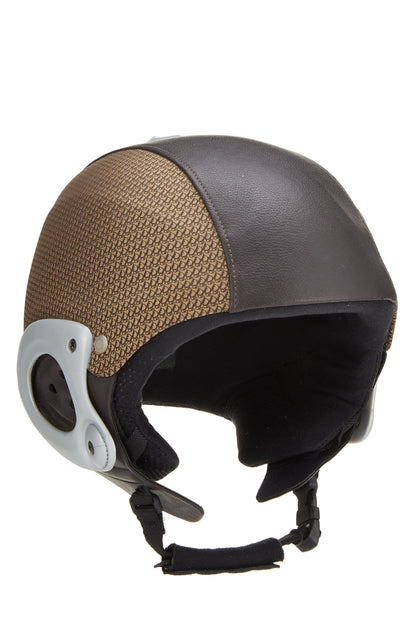 Casque de ski oblique en cuir marron et plastique Dior d'occasion, marron