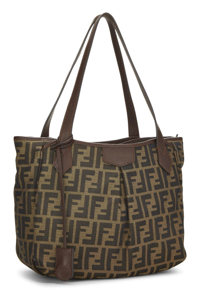 Fendi, grand sac cabas en toile marron Zucca d'occasion, taille moyenne, marron