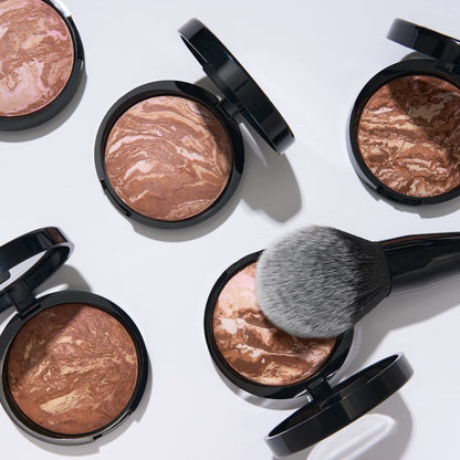 LAURA GELLER Baked Bronze-n-Brighten Bronzer Powder - Medium + Classic Bronzer Makeup Brush - Vegan Bristles