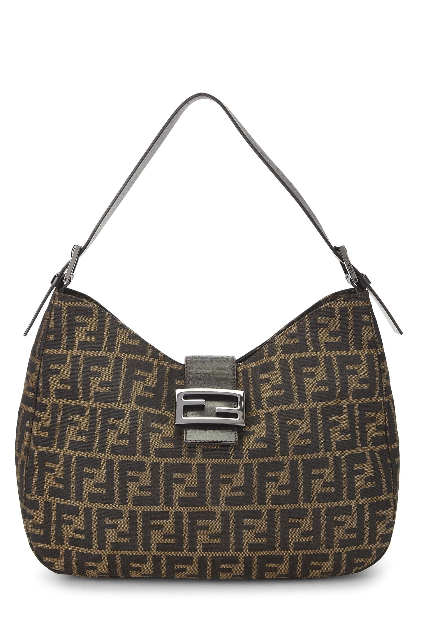 Fendi, Bolso de hombro de lona Zucca marrón Pre-Loved, Marrón