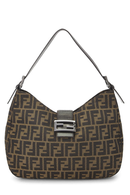 Fendi, Bolso de hombro de lona Zucca marrón Pre-Loved, Marrón