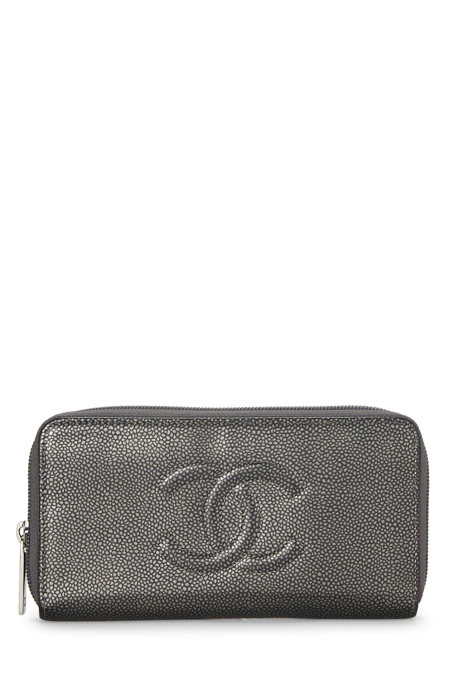 Chanel, Pre-Loved Silver Caviar Timeless 'CC' Wallet, Grey