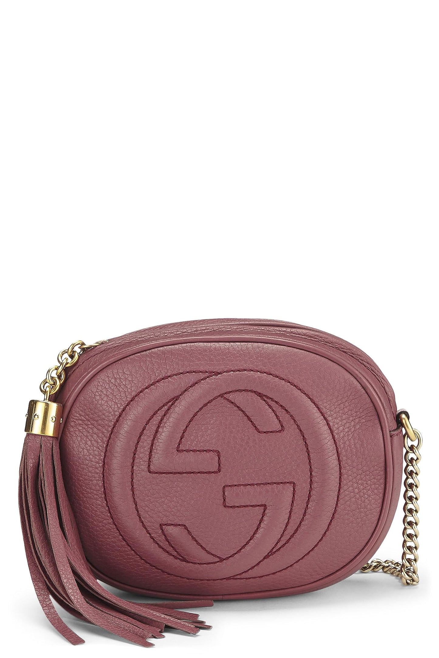 Gucci, Pre-Loved Purple Leather Soho Round Chain Crossbody Mini, Purple