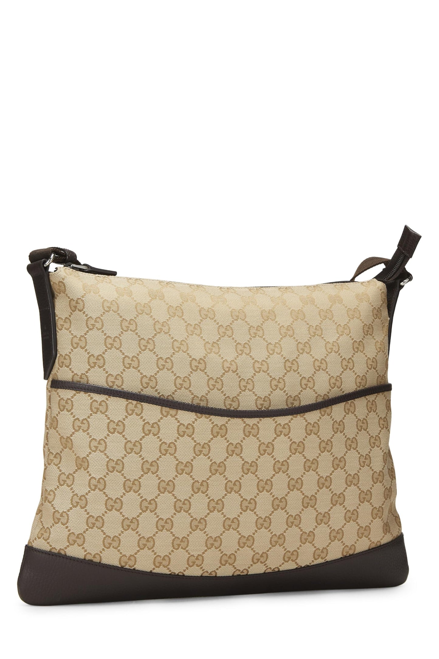 Gucci, sac messager de poche en toile GG d'origine d'occasion, grand format, marron