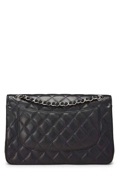 Chanel, sac à main New Classic Flap Jumbo matelassé noir d'occasion, noir