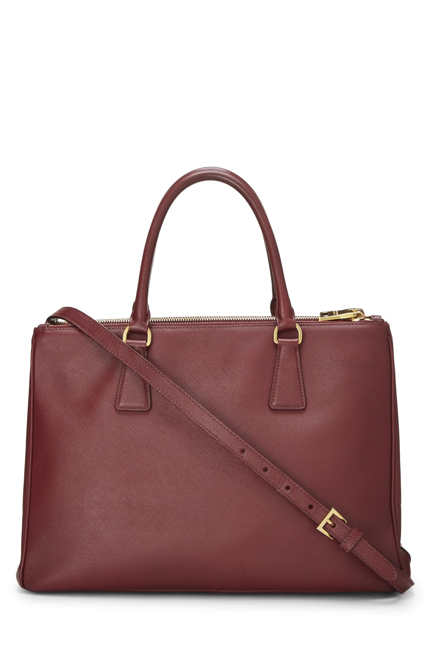 Prada, sac fourre-tout Executive moyen en saffiano bordeaux d'occasion, bordeaux