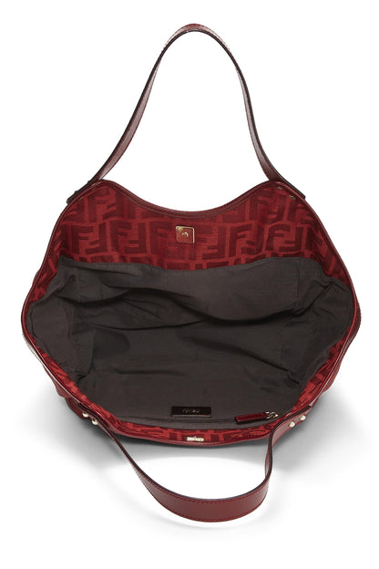 Fendi, Bolso tote de bolsillo pequeño Red Zucca Chef Pre-Loved, Rojo