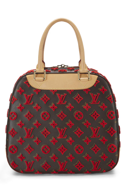 Louis Vuitton, Pre-Loved Limited Edition Red Monogram Tuffetage Deauville Cube, Red