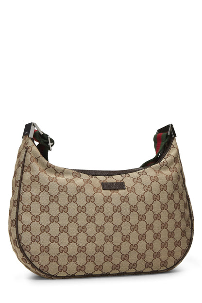 Gucci, sac messager en toile GG d'origine d'occasion, marron