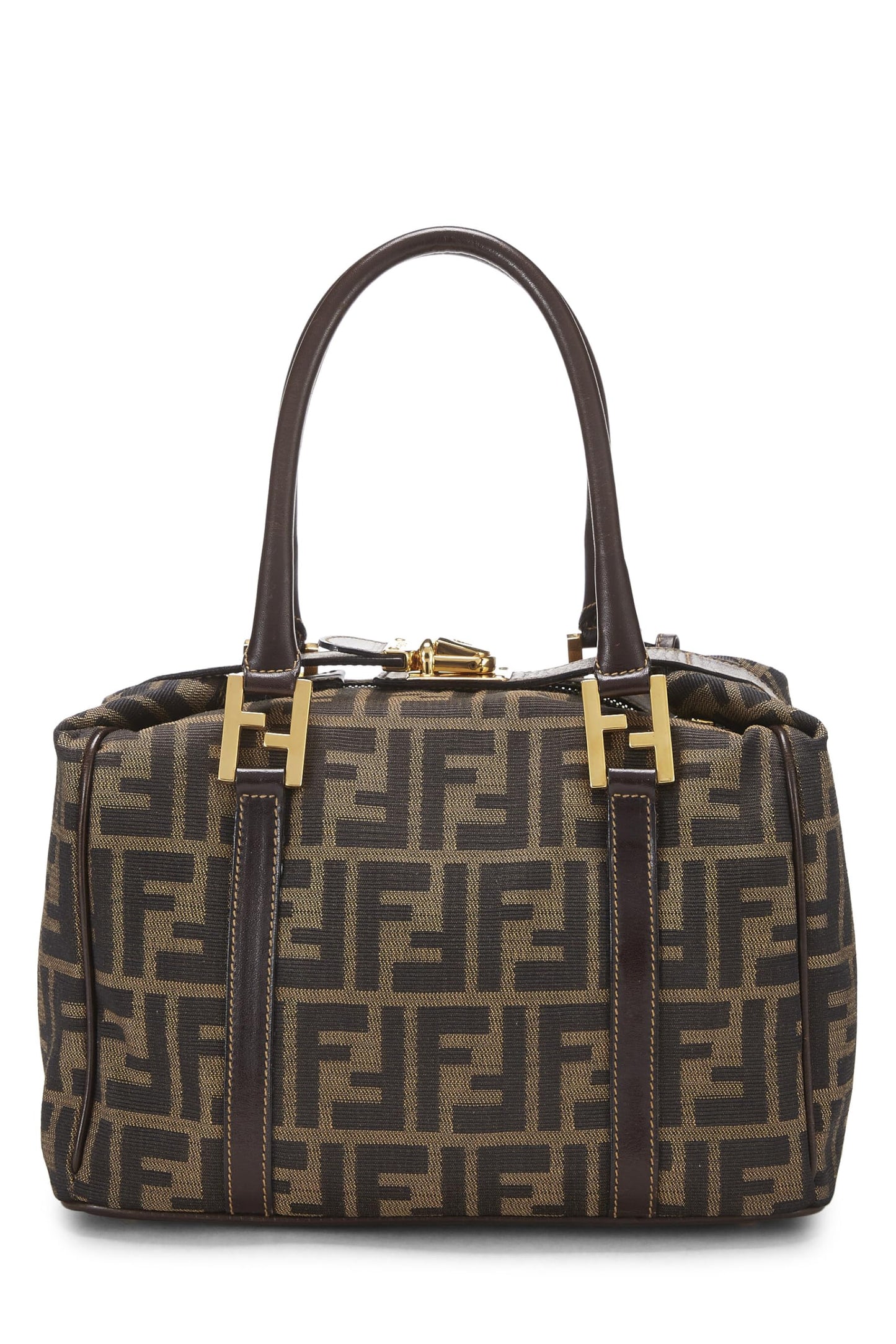 Fendi, sac à main convertible en toile marron Zucca, petit modèle, d'occasion, marron