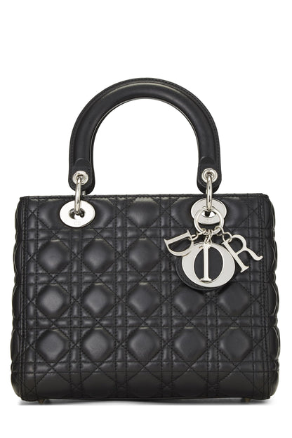 Dior, Pre-Loved Black Cannage Quilted Lambskin Lady Dior Medium, Black