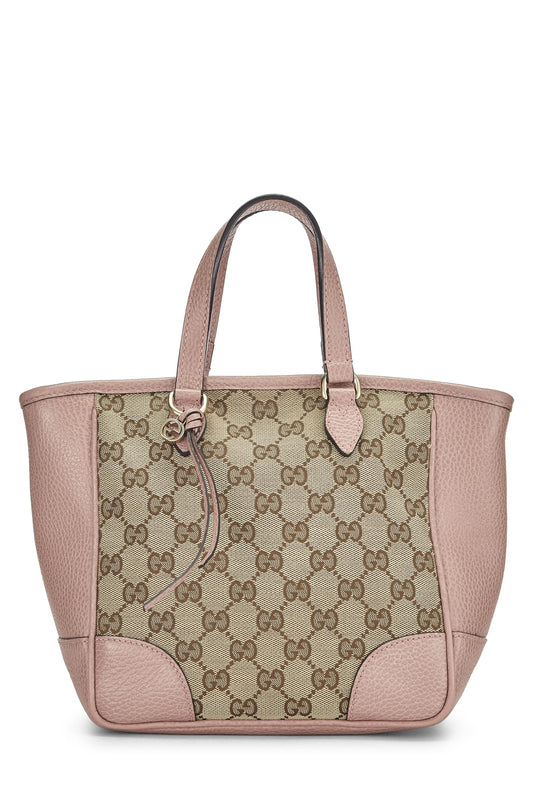 Gucci, sac fourre-tout Bree à poignée supérieure en toile GG rose d'occasion, petit modèle, rose