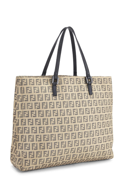 Fendi, sac fourre-tout en toile beige Zucchino, petit modèle, noir