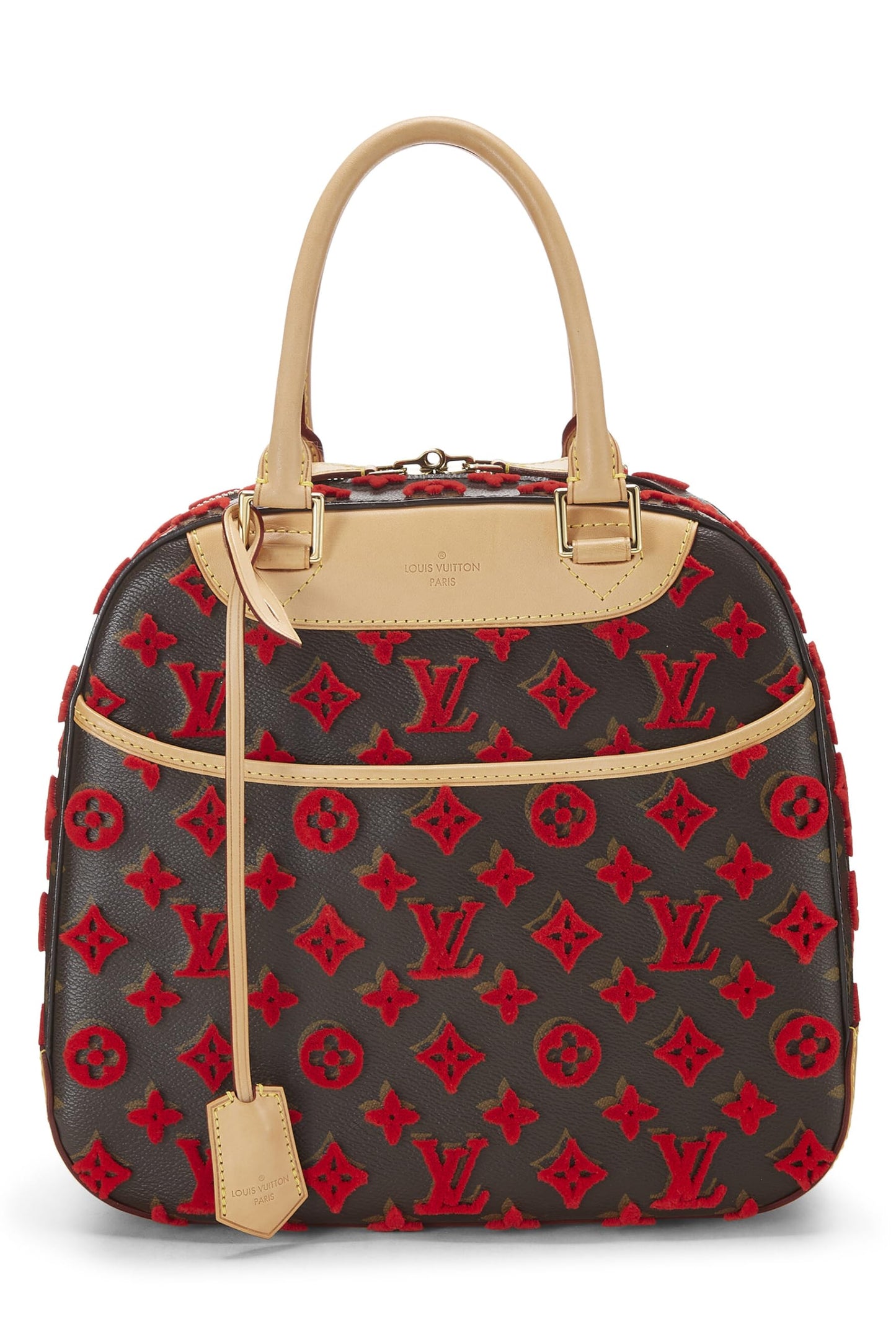 Louis Vuitton, Pre-Loved Limited Edition Red Monogram Tuffetage Deauville Cube, Red