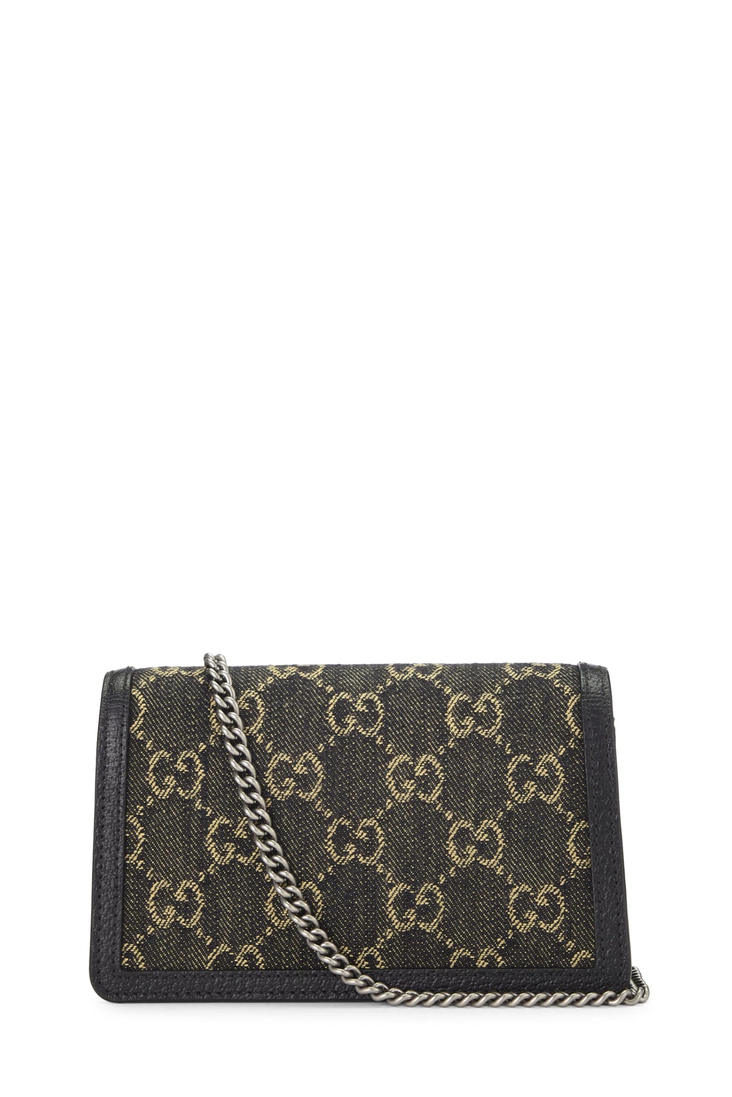 Gucci, sac à bandoulière Dionysus Super Mini en denim noir d'occasion, noir