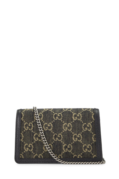 Gucci, sac à bandoulière Dionysus Super Mini en denim noir d'occasion, noir