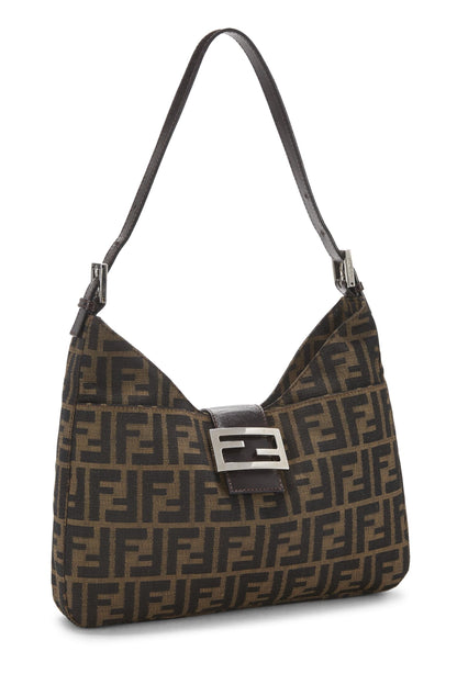 Fendi, Bolso de hombro de lona Zucca marrón Pre-Loved, Marrón