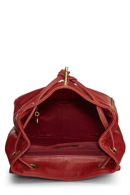 Chanel, Pre-Loved Red Caviar 3 'CC' Backpack Medium, Red