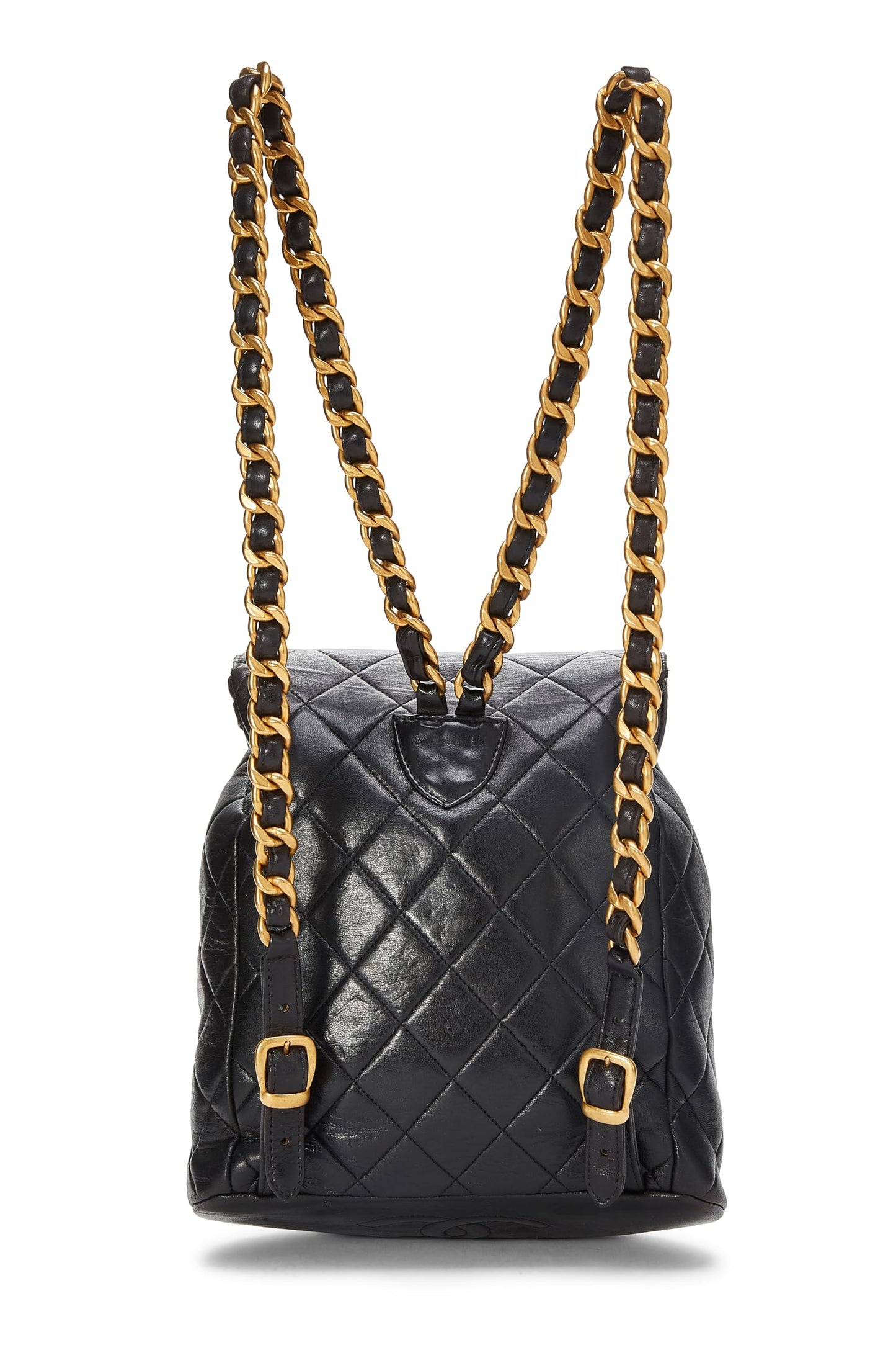 Chanel, Mochila clásica pequeña 'CC' de piel de cordero acolchada negra Pre-Loved, Negro