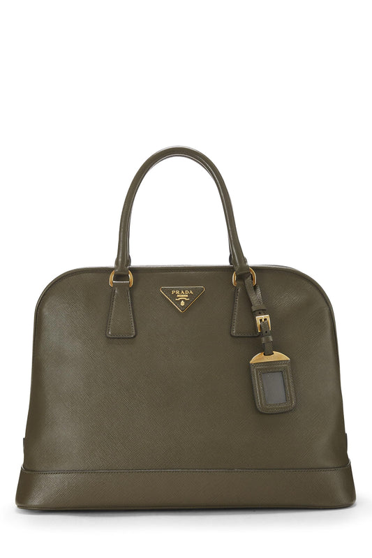 Prada, sac fourre-tout dôme en saffiano vert d'occasion, vert