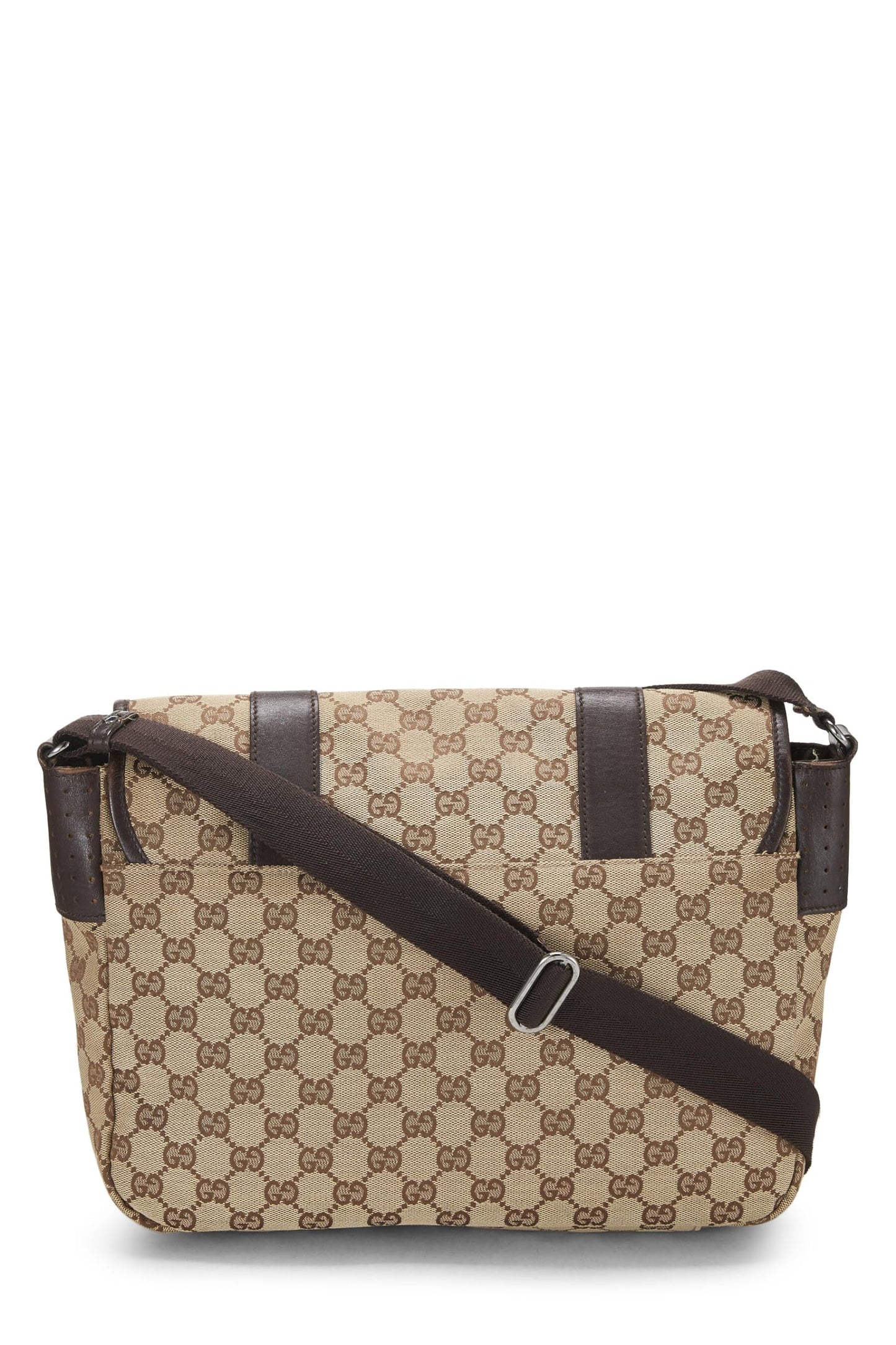 Gucci, Pre-Loved Original GG Canvas Buckle Flap Messenger, Brown