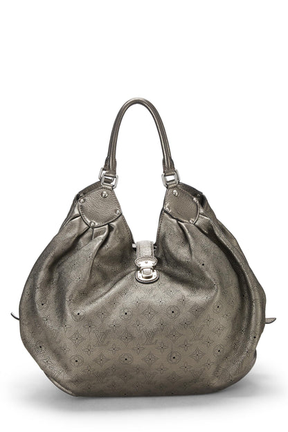 Louis Vuitton, Mahina XL de cuero con monograma plateado metalizado Pre-Loved, Plata