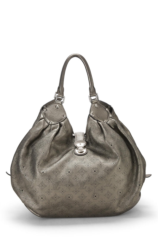 Louis Vuitton, Pre-Loved Metallic Silver Monogram Leather Mahina XL, Silver