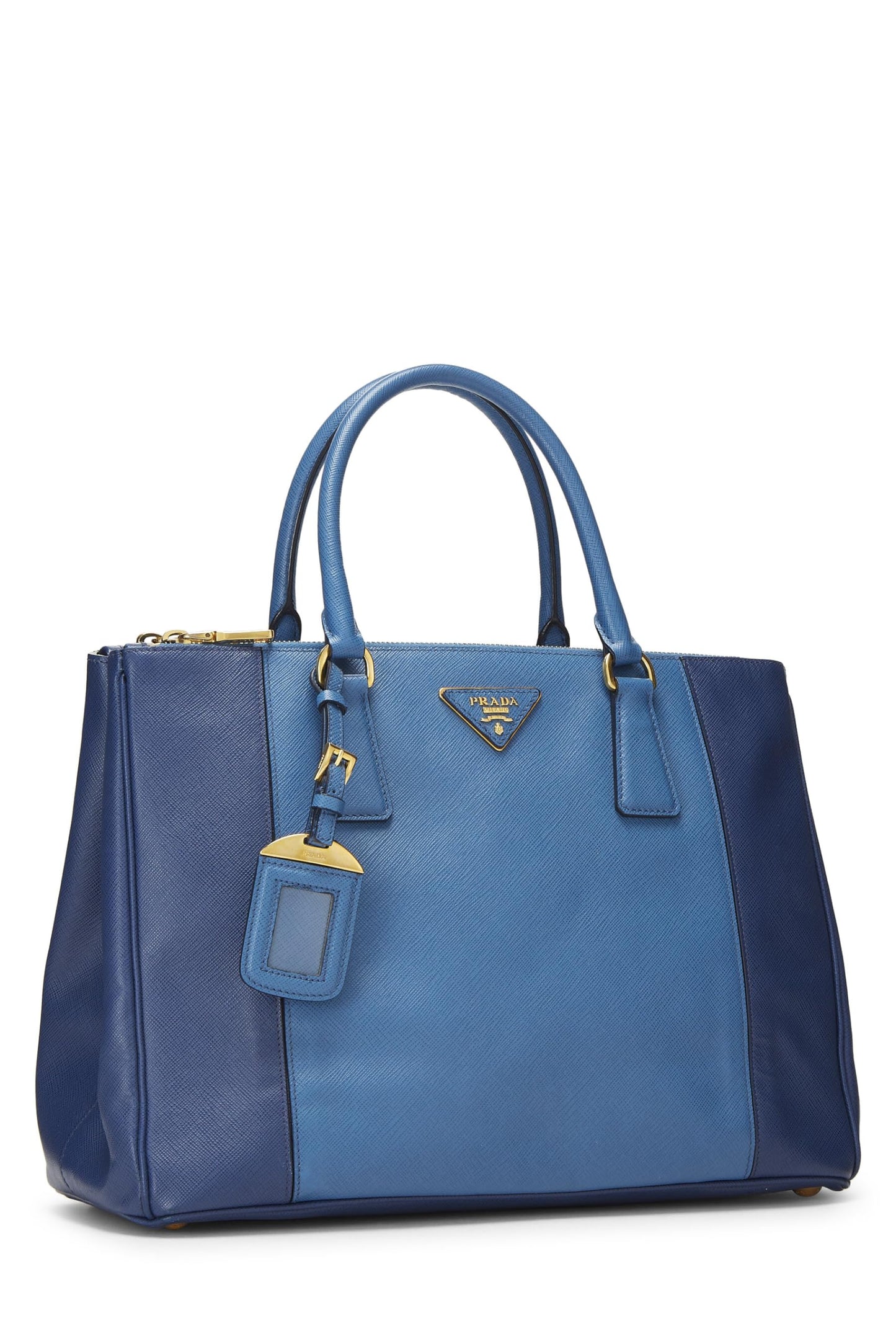 Prada, sac fourre-tout Executive moyen en saffiano bleu d'occasion, bleu