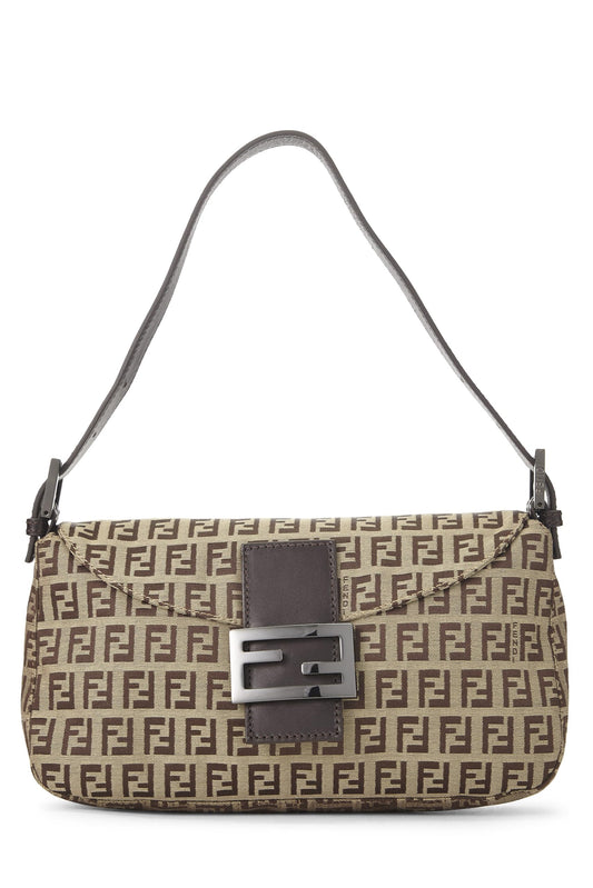 Fendi, sac à bandoulière en toile beige Zucchino d'occasion, marron