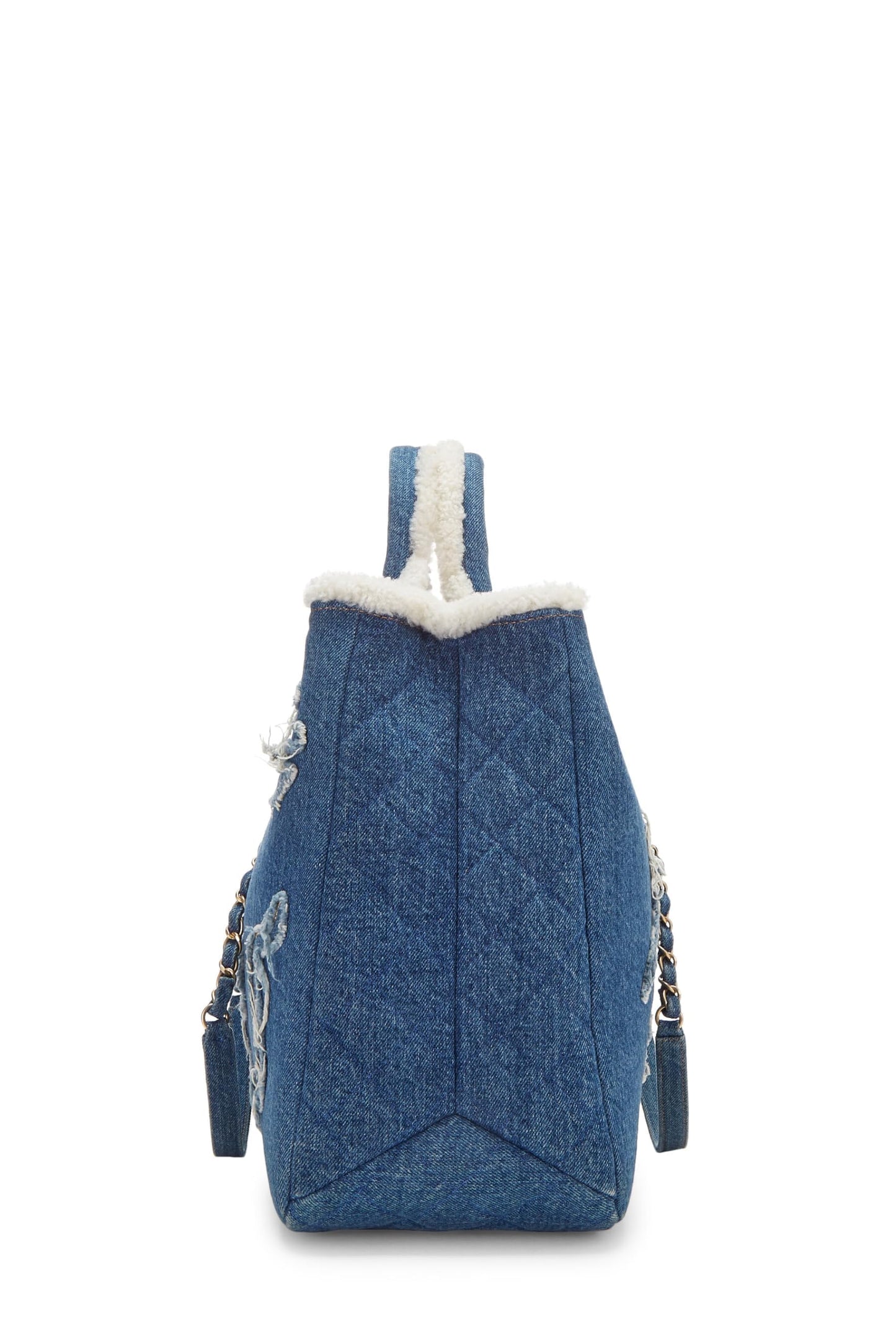 Chanel, sac cabas Hiéroglyphe Paris-Egypte en denim bleu et peau de mouton d'occasion, bleu