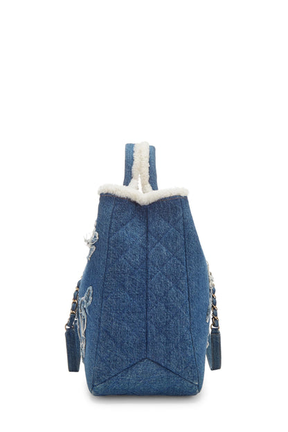 Chanel, Pre-Loved Paris-Egypt Blue Denim & Shearling Hieroglyph Shopping Tote, Blue