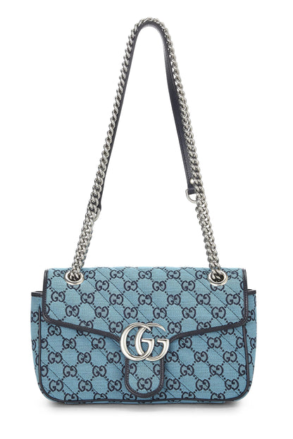 Gucci, Pre-Loved Blue GG Canvas Marmont Shoulder Bag Small, Blue