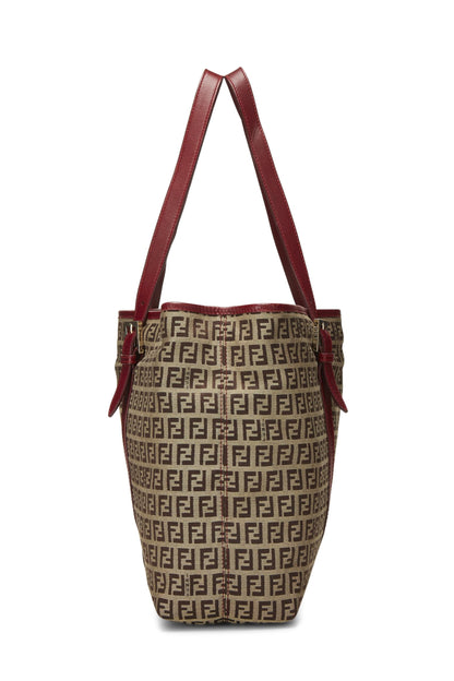 Fendi, sac fourre-tout en toile Zucchino rouge d'occasion, rouge