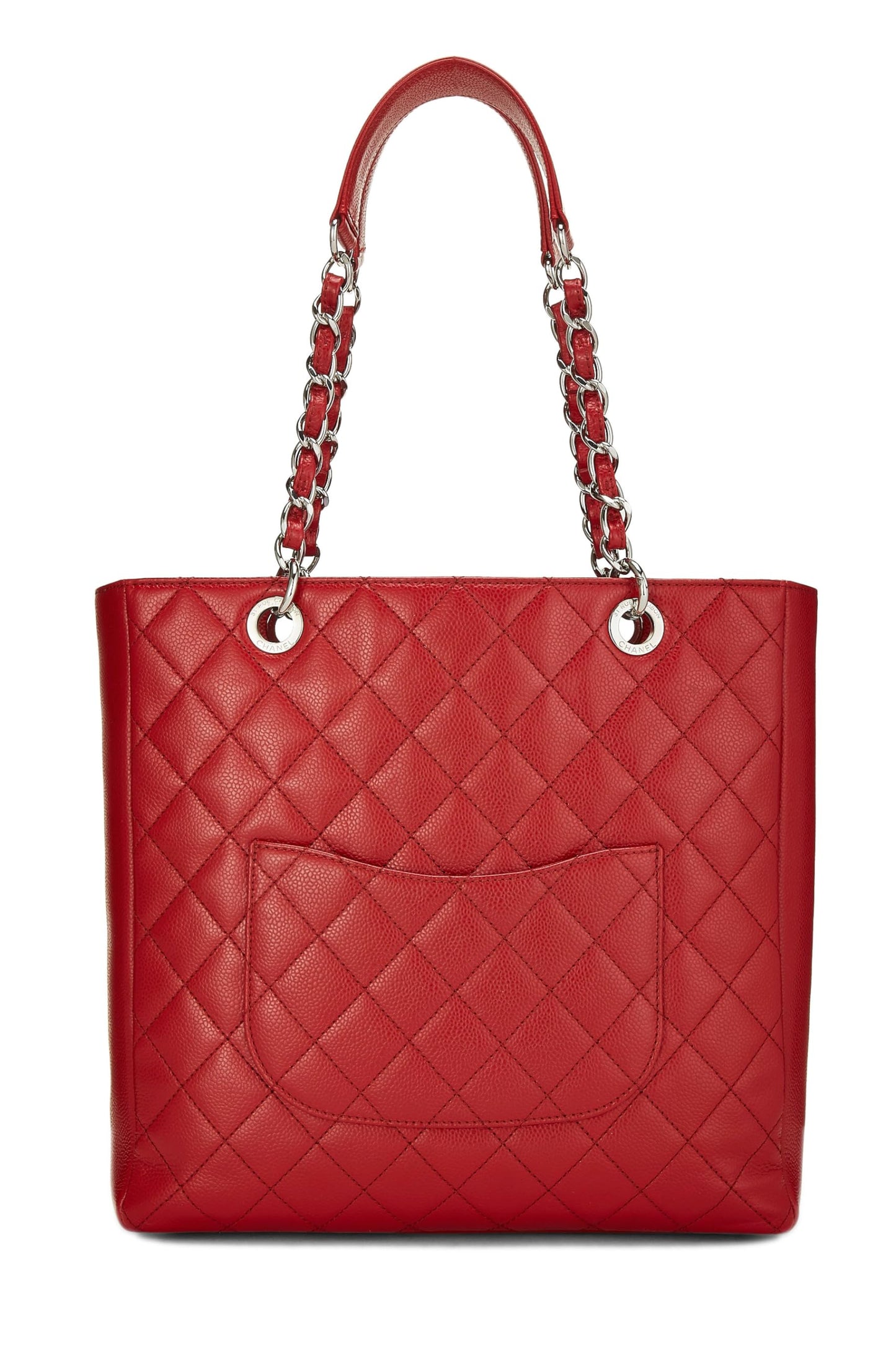 Chanel, Pre-Loved Red Quilted Caviar Petite Shopping Tote (PST) XL, Red