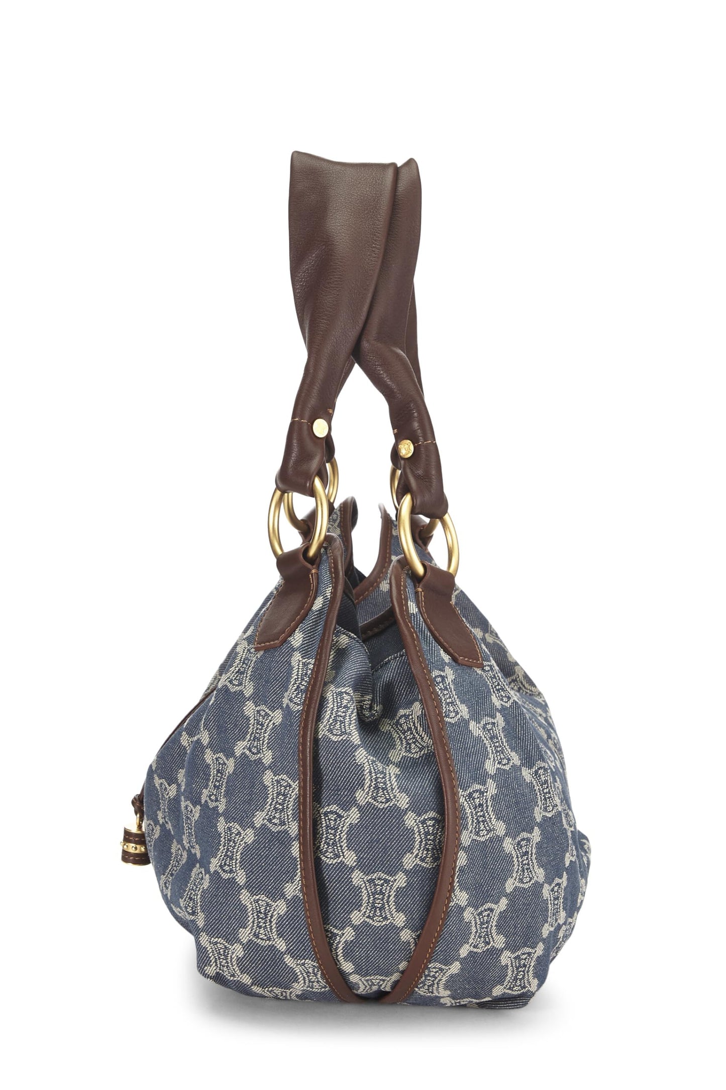 Céline, sac fourre-tout en denim bleu Macadam d'occasion, bleu