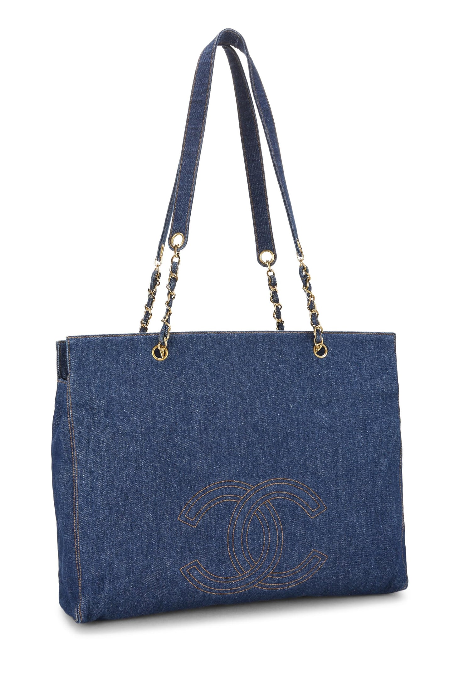 Chanel, sac fourre-tout Timeless « CC » en denim bleu d'occasion, bleu