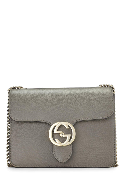 Gucci, Pre-Loved Grey Leather Interlocking Crossbody Bag, Grey