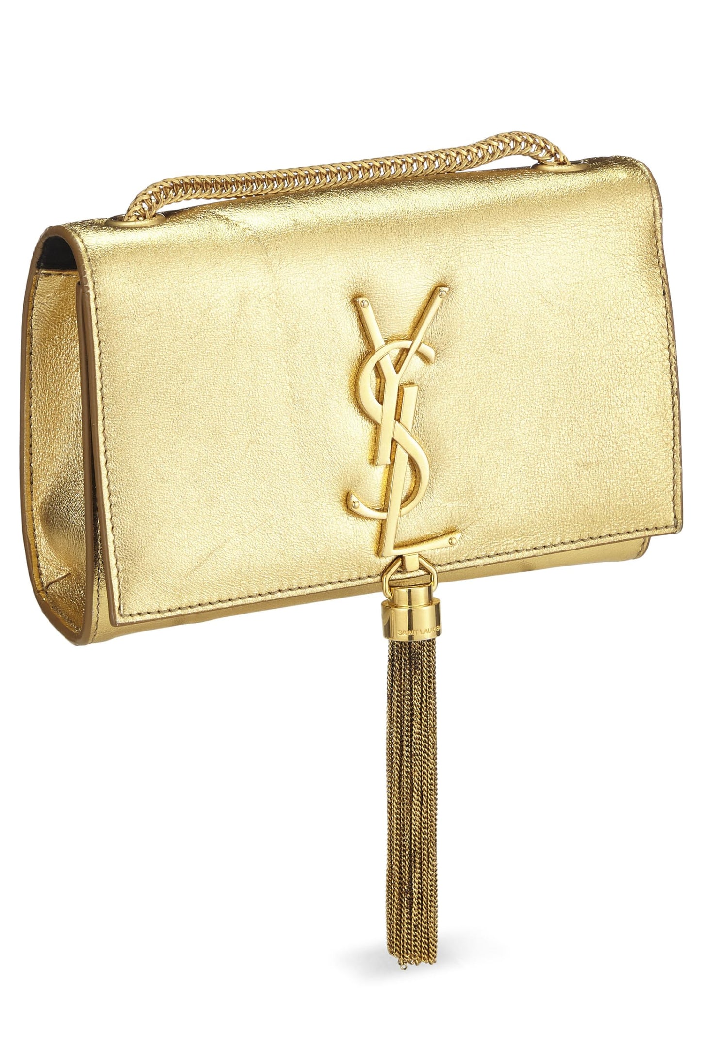 Yves Saint Laurent, Pre-Loved Gold Calfskin Kate Tassel Crossbody Small, Gold