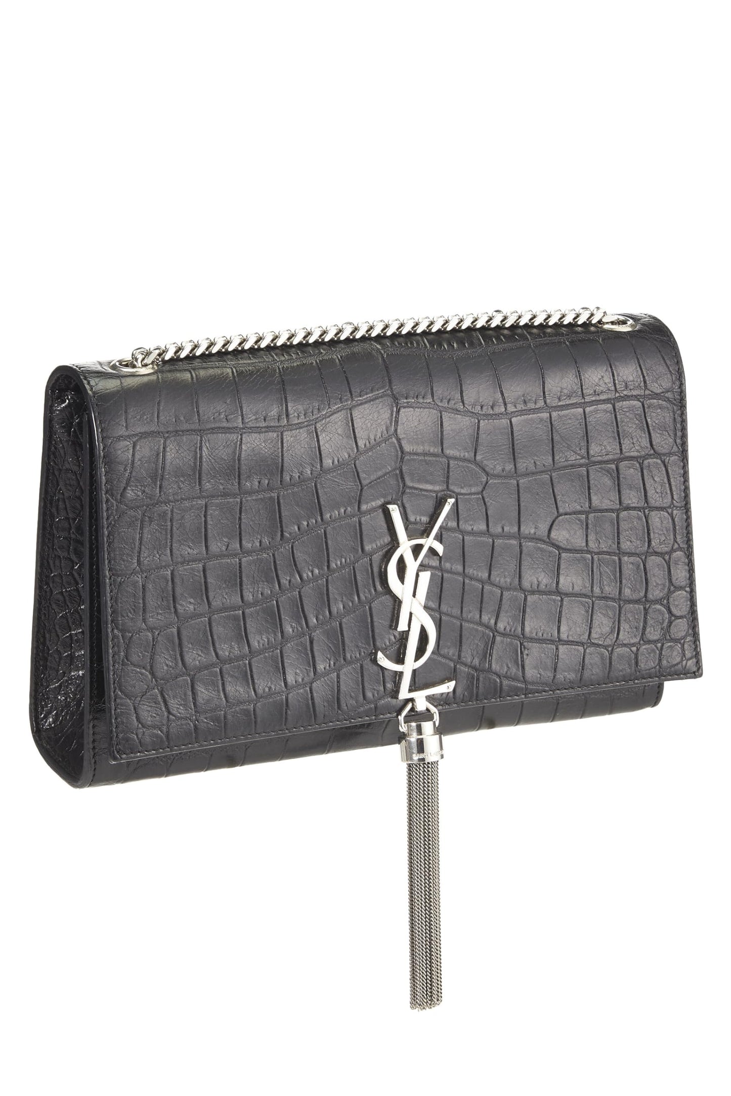 Yves Saint Laurent, Kate Tassel Medium, noir gaufré, d'occasion