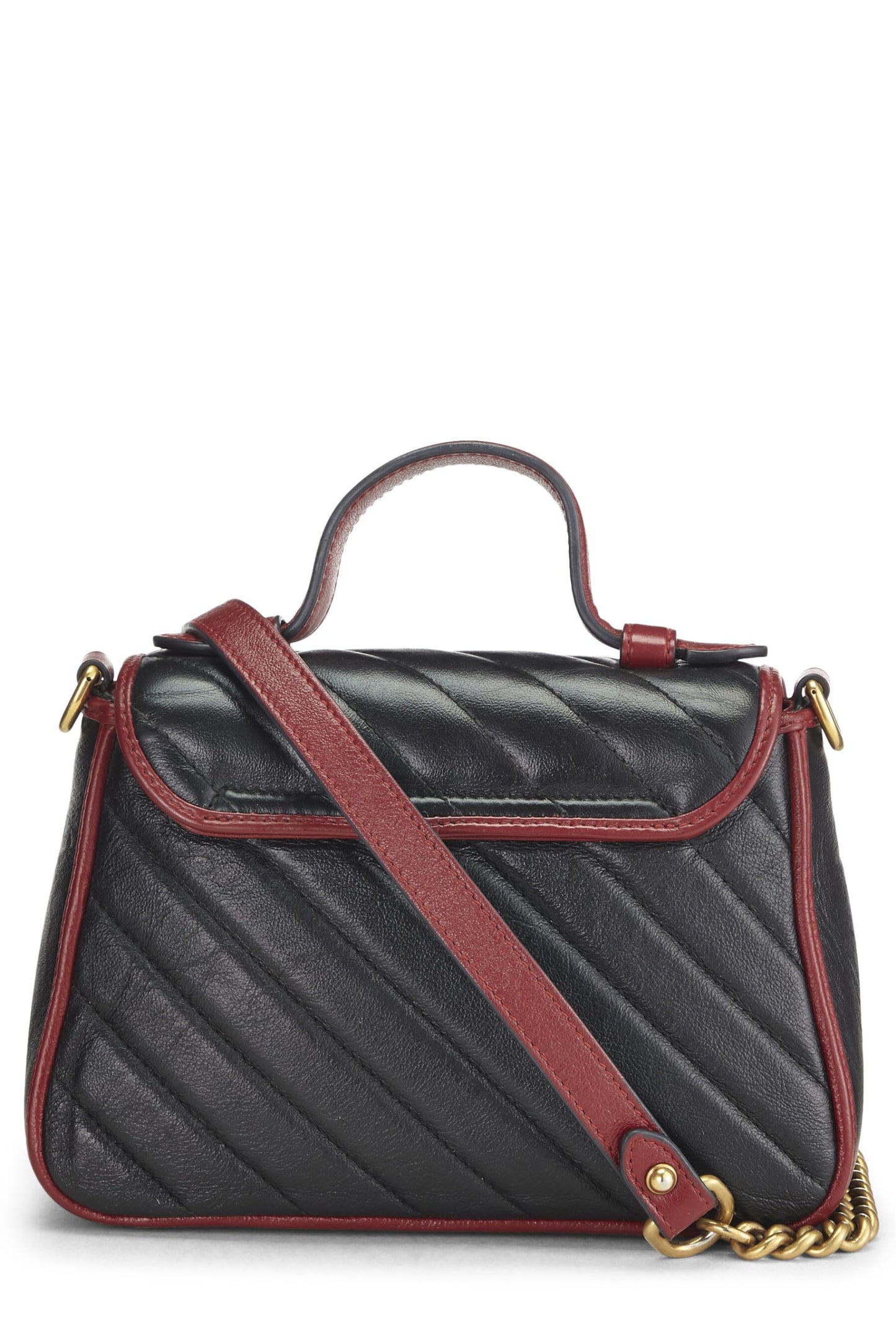 Gucci, Mini sac à main GG Marmont en cuir noir Torchon d'occasion, multicolore