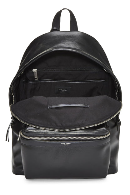 Yves Saint Laurent, Pre-Loved Black Coated Canvas City Backpack, Black