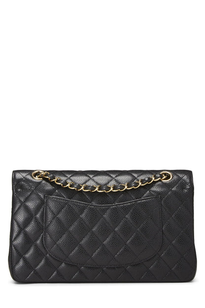 Chanel, Pre-Loved Black Caviar Classic doble solapa mediana, Negro