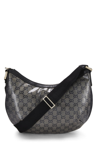 Gucci, Bolso bandolera redondo con tela de cristal negra Pre-Loved, Negro